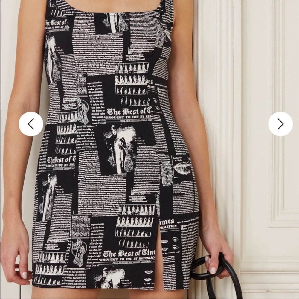 Reformation + Net Sustain Noha Printed Crepe Mini Dress - Black - Picture 3 of 11